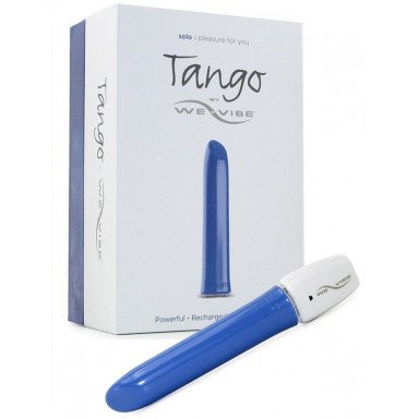 Синий перезаряжаемый вибратор Tango Blue USB rechargeable - 9 см., фото