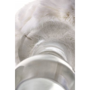 Стеклянная анальная втулка с белым хвостиком - 14 см. фото 3