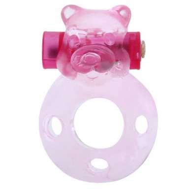 Розовое эрекционное кольцо «Медвежонок» с мини-вибратором фото 3