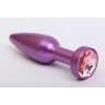 Фиолетовая анальная пробка с розовым стразом - 11,2 см., фото