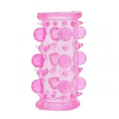 Эластичная розовая насадка с шипами и шишечками JELLY JOY LUST CLUSTER PINK, фото