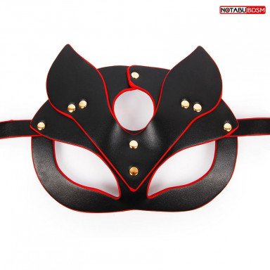 Черно-красная игровая маска с ушками фото 2