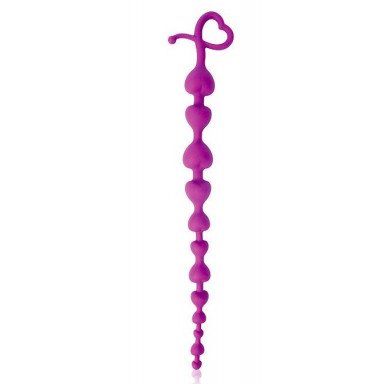 Фиолетовая анальная цепочка с ограничителем - 28 см., фото