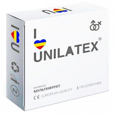Разноцветные ароматизированные презервативы Unilatex Multifruits - 3 шт., фото