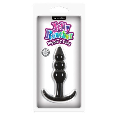 Чёрная анальная пробка Jelly Rancher T-Plug Ripple - 10,9 см. фото 2