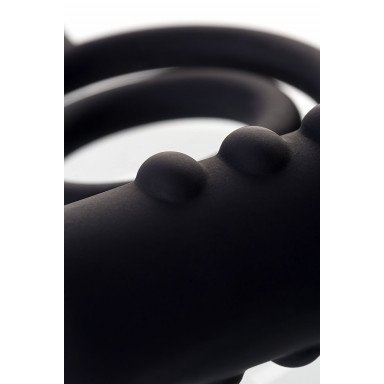 Чёрное эрекционное кольцо с вибростимулятором и анальным хвостом фото 7