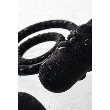 Чёрное эрекционное кольцо с вибростимулятором и анальным хвостом фото 10