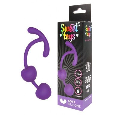 Фиолетовые силиконовые вагинальные шарики с ограничителем фото 2