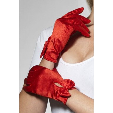 Атласные перчатки с бантом, S-M-L, красный, фото