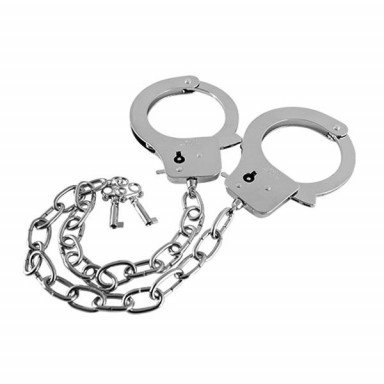 Наручники на длинной цепочке с ключами Metal Handcuffs Long Chain, фото