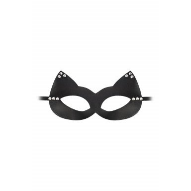 Пикантная черная маска Кошка с заклепками фото 2