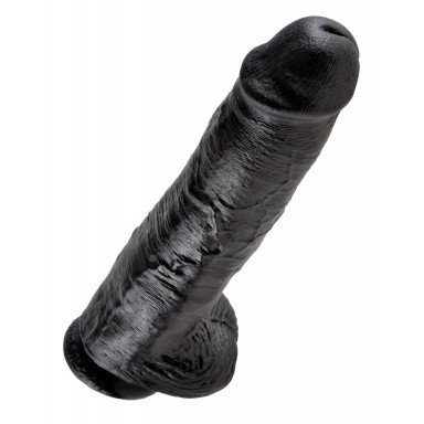 Черный фалоимитатор-гигант на присоске - 28 см. фото 5