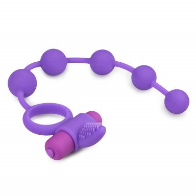 Фиолетовое эрекционное виброкольцо с анальной цепочкой Triple Pleasure фото 2