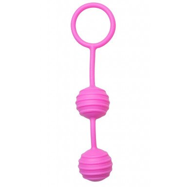 Розовые вагинальные шарики с ребрышками Pleasure Balls, фото