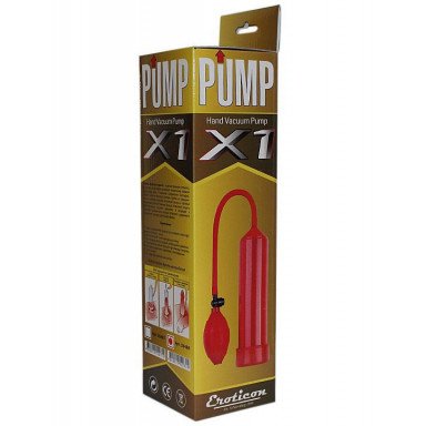 Красная вакуумная помпа Eroticon PUMP X1 с грушей фото 2