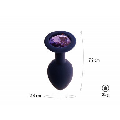 Черничная анальная пробка с фиолетовым кристаллом Gamma S - 7,2 см. фото 2
