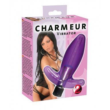 Фиолетовый анальный вибратор Charmeur - 11 см. фото 2