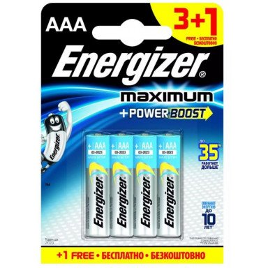 Батарейки Energizer MAX типа E92/AAA - 4 шт. (3+1 в подарок), фото