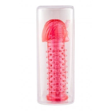 Красная насадка на пенис с шипами и кольцами Фараон - 14 см. фото 2