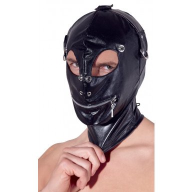 Маска на голову с отверстиями для глаз и рта Imitation Leather Mask, фото