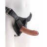 Кофейный страпон Strap-on Harness Cock - 15,2 см., фото