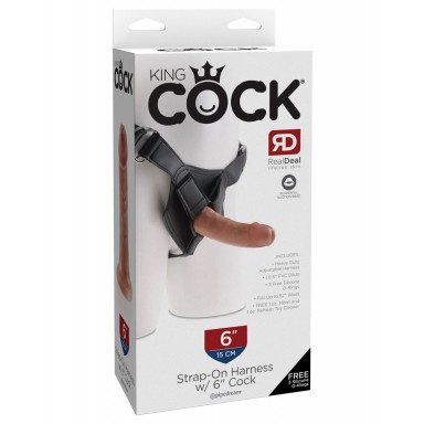 Кофейный страпон Strap-on Harness Cock - 15,2 см. фото 2