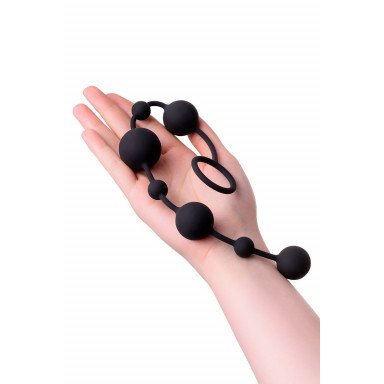Черная анальная цепочка A-toys с шариками - 35,9 см. фото 5