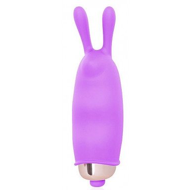 Фиолетовый клиторальный вибромассажер с ушками - 7,5 см., фото