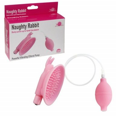 Розовая вакуумная помпа для клитора Naughty Rabbit фото 3