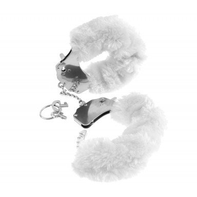 Металлические наручники с белым мехом Original Furry Cuffs фото 3