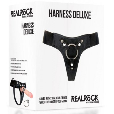 Черные трусики Harness Deluxe для страпона O-ring фото 3