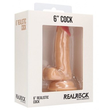Телесный фаллоимитатор Realistic Cock 6 With Scrotum - 15 см. фото 2