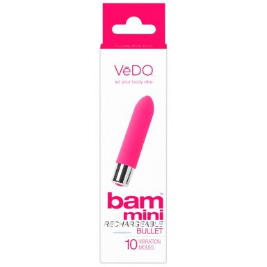 Розовая вибропуля VeDO Bam Mini - 9,5 см. фото 3
