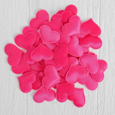 Набор ярко-розовых декоративных сердец - 50 шт., фото