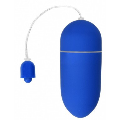 Синее гладкое виброяйцо Vibrating Egg - 8 см., фото