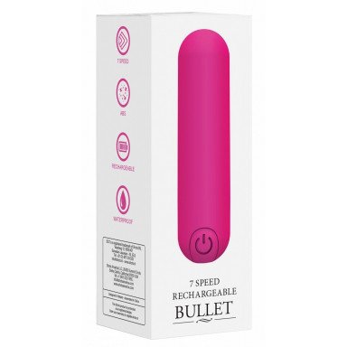 Розовая перезаряжаемая вибропуля 7 Speed Rechargeable Bullet - 7,7 см. фото 3