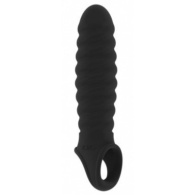 Чёрная ребристая насадка Stretchy Penis Extension No.32, фото