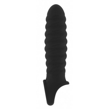 Чёрная ребристая насадка Stretchy Penis Extension No.32 фото 2