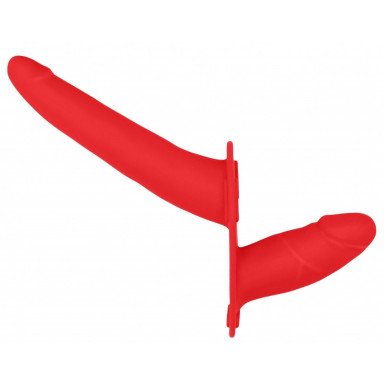 Красный двойной страпон Adjustable на ремешках - 16 см. фото 3