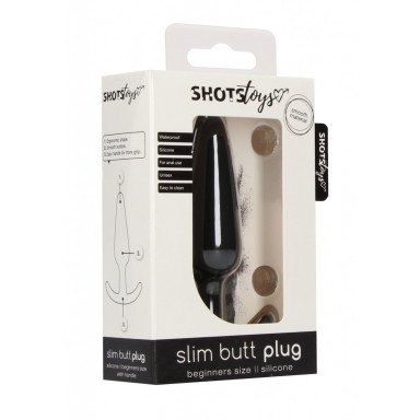 Черная анальная пробка для ношения Slim Butt Plug - 8,3 см. фото 2