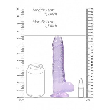 Фиолетовый фаллоимитатор Realrock Crystal Clear 8 inch - 21 см. фото 3