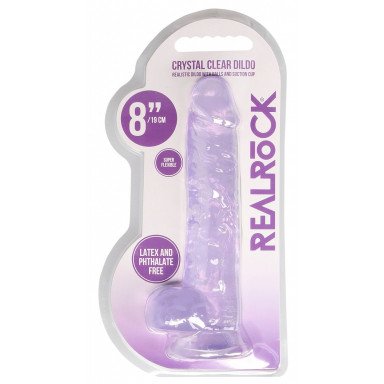 Фиолетовый фаллоимитатор Realrock Crystal Clear 8 inch - 21 см. фото 4