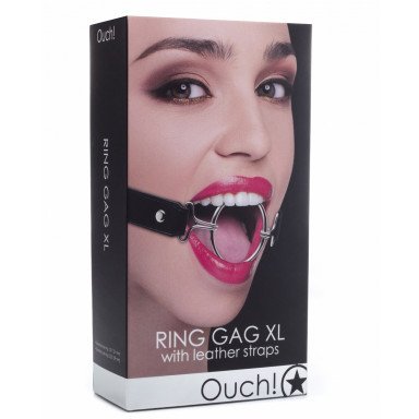 Расширяющий кляп Ring Gag XL с чёрными ремешками фото 2