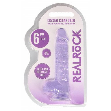 Фиолетовый фаллоимитатор Realrock Crystal Clear 6 inch - 17 см. фото 3