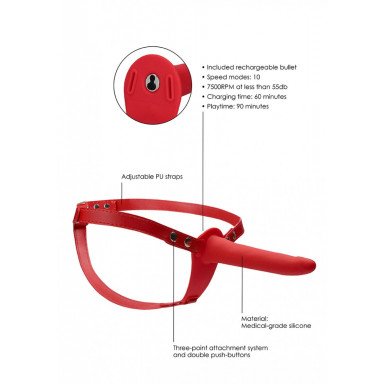 Красный вибрострапон Silicone Strap-On Adjustable - 15,5 см. фото 2