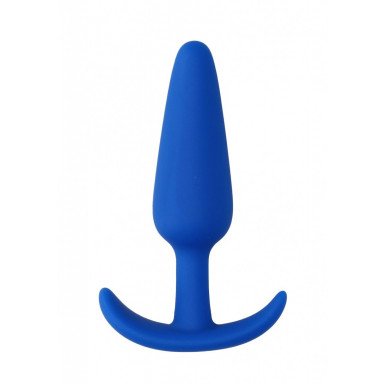 Синяя анальная пробка для ношения Slim Butt Plug - 8,3 см., фото