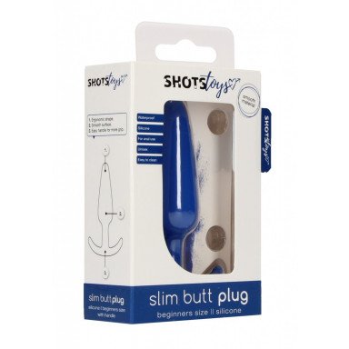 Синяя анальная пробка для ношения Slim Butt Plug - 8,3 см. фото 2