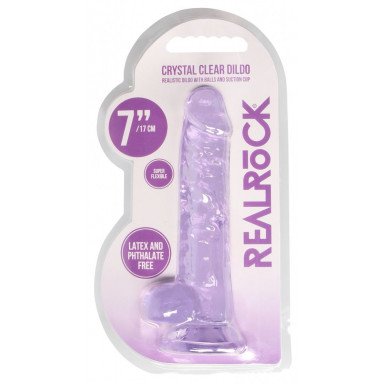 Фиолетовый фаллоимитатор Realrock Crystal Clear 7 inch - 19 см. фото 3