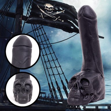 Черный фаллоимитатор-гигант с черепом Cock with Skull - 28 см. фото 3
