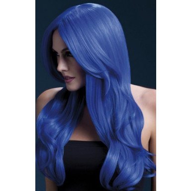 Синий парик с длинной челкой Khloe, S-M-L, синий, фото